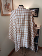 Load image into Gallery viewer, Cream and Cocoa Plaid Knit Shawl Wrap