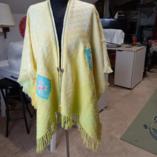 Load image into Gallery viewer, Hand dyed 100% cotton wrap shawl, with applique