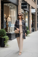 Load image into Gallery viewer, Black IKAT rayon and silk kimono