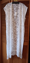 Load image into Gallery viewer, Long White Jacquard Floral Kimono with gold threads