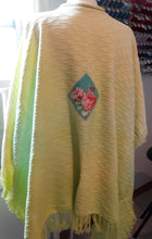 Load image into Gallery viewer, Hand dyed 100% cotton wrap shawl, with applique