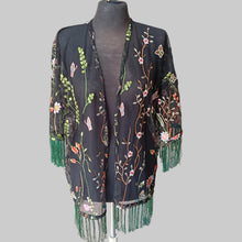 Load image into Gallery viewer, Floral embroidery on net kimonos - 2 colors