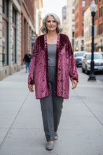 Load image into Gallery viewer, Wine Crushed Velvet Kimono