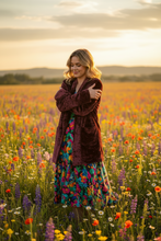 Load image into Gallery viewer, Wine Crushed Velvet Kimono