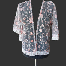 Load image into Gallery viewer, Floral embroidery on net kimonos - 2 colors