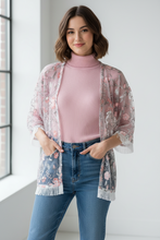 Load image into Gallery viewer, Floral embroidery on net kimonos - 2 colors
