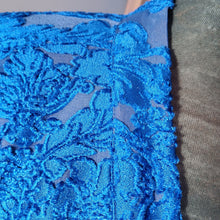 Load image into Gallery viewer, Royal Blue Cut Velvet Kimono with belt