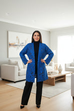 Load image into Gallery viewer, Royal Blue Cut Velvet Kimono with belt